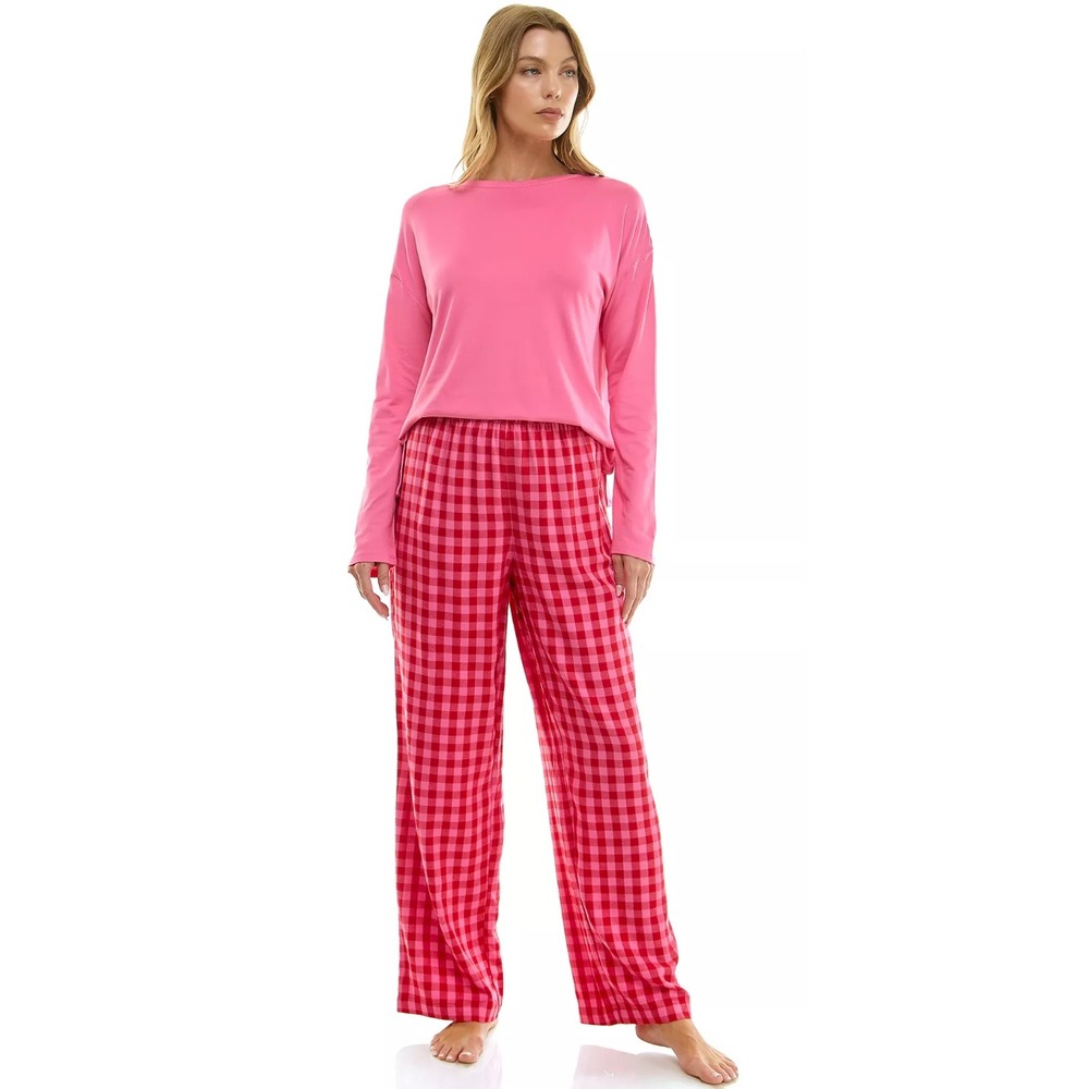 Roudelain Pink Red Gingham Pajama Pants Womens Small NWT EMJN341M